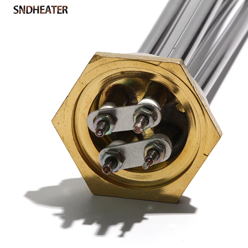 SNDHEATER DN32/41mm Thread 2U Water Heating Element DC 24V 36V 48V Immersion Heater Tube 8mm Wattage 300/600/900W 1KW 1.5KW