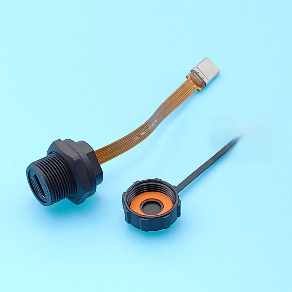 1 pièces étanche IP67 IP68 Type C femelle à mâle PFC câble plat 3.1 fileté type-c 3.1