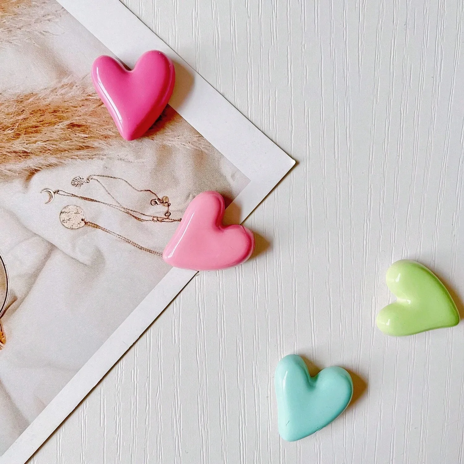 5/10pcs Morandi Colored Heart shaped Refrigerator Magnet, Photo Message Fixed, Home Decoration