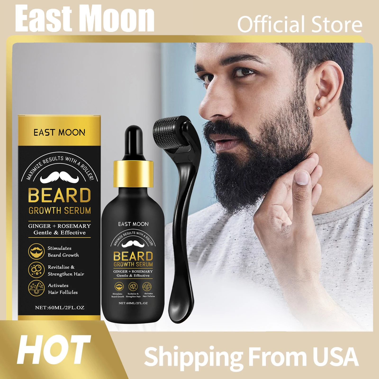 Beard Care Essential Oil Deep Hydration Strengthen Hair Roots Fresh Fragrance Moisturizing Nourishing Gentle Beard Growth Serum