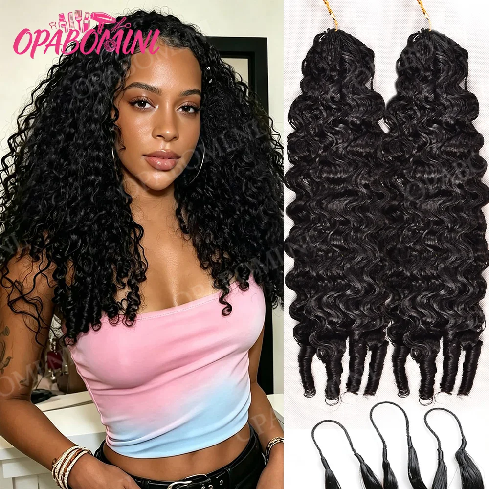 Capelli umani ricci birmani per crochet 16-20 pollici 120g senza nodi pre-separati con piume, capelli umani veri per crochet 3C4A, leggeri, riutilizzabili, extension per capelli Remy per donne