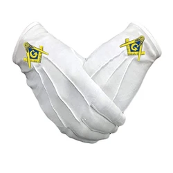 Guantes de algodón y poliéster blanco puro de la serie Freemason para hombres y mujeres, material muy suave, accesorios de regalo masónico