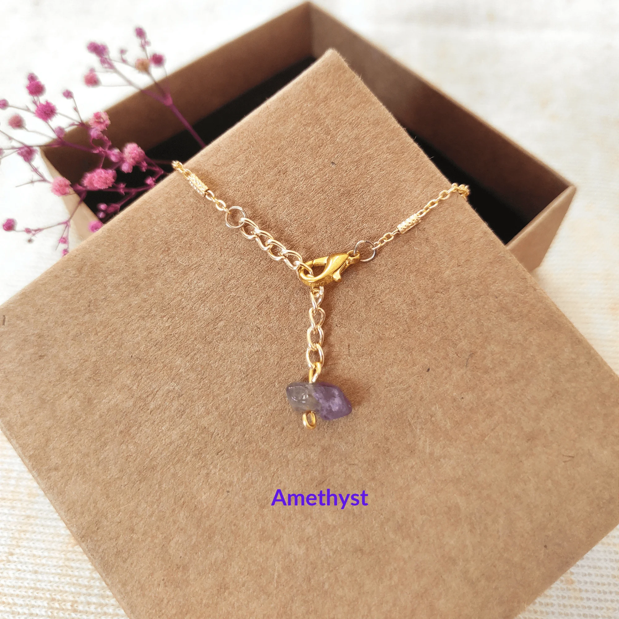 LightCrop Design Aries Adjustable Natural Stone Gold Bracelet fashion women gemstone zodiac bracelet