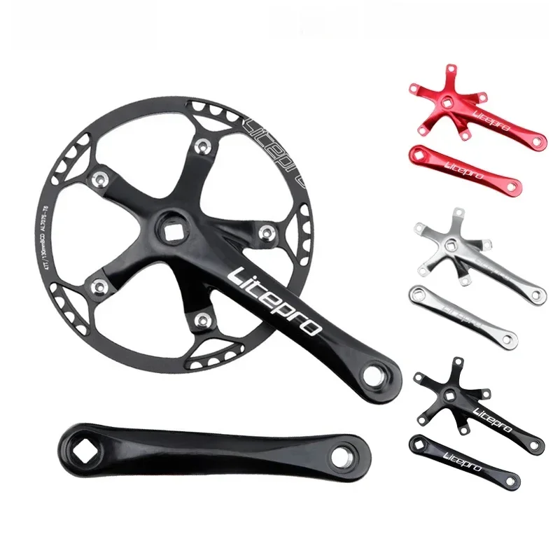 AliExpress NONE Litepro 130BCD Folding Bicycle Crankset Narrow Wide Chainring 45/47/53/56/58T Square Hole 170mm 130BCD 5claw Crank
