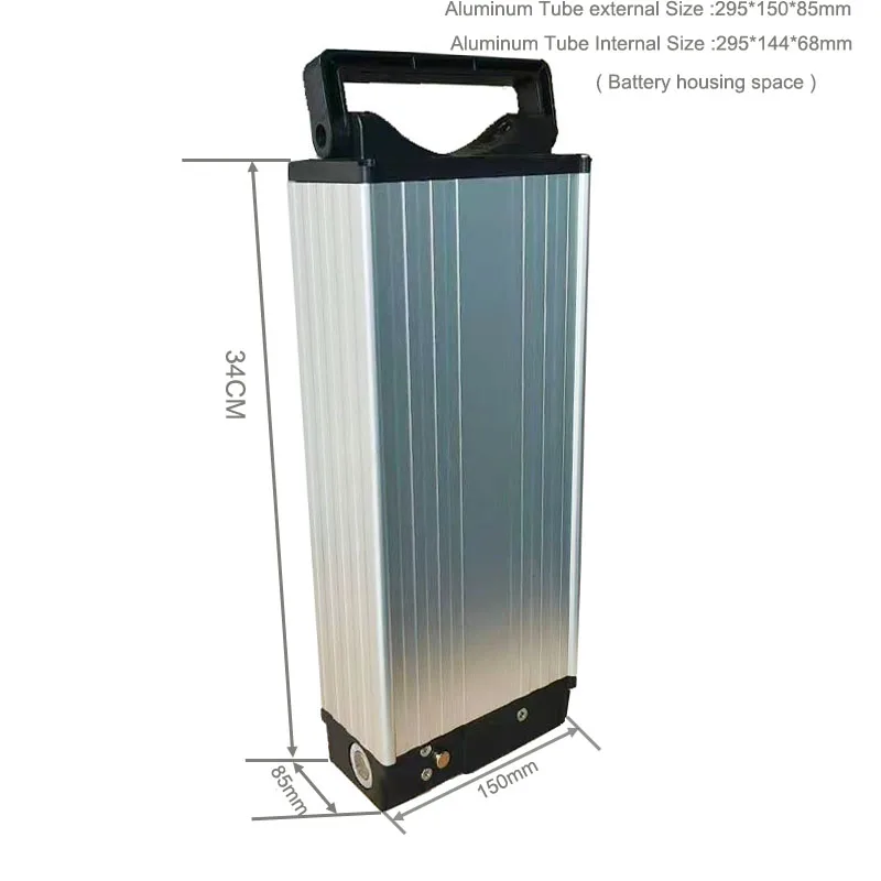Алюминиевая коробка для хранения электрического велосипеда с задней стойкой для аккумулятора электронного велосипеда 48 В или 36 В, алюминиевый корпус или контейнер для литиевых батарей 18650