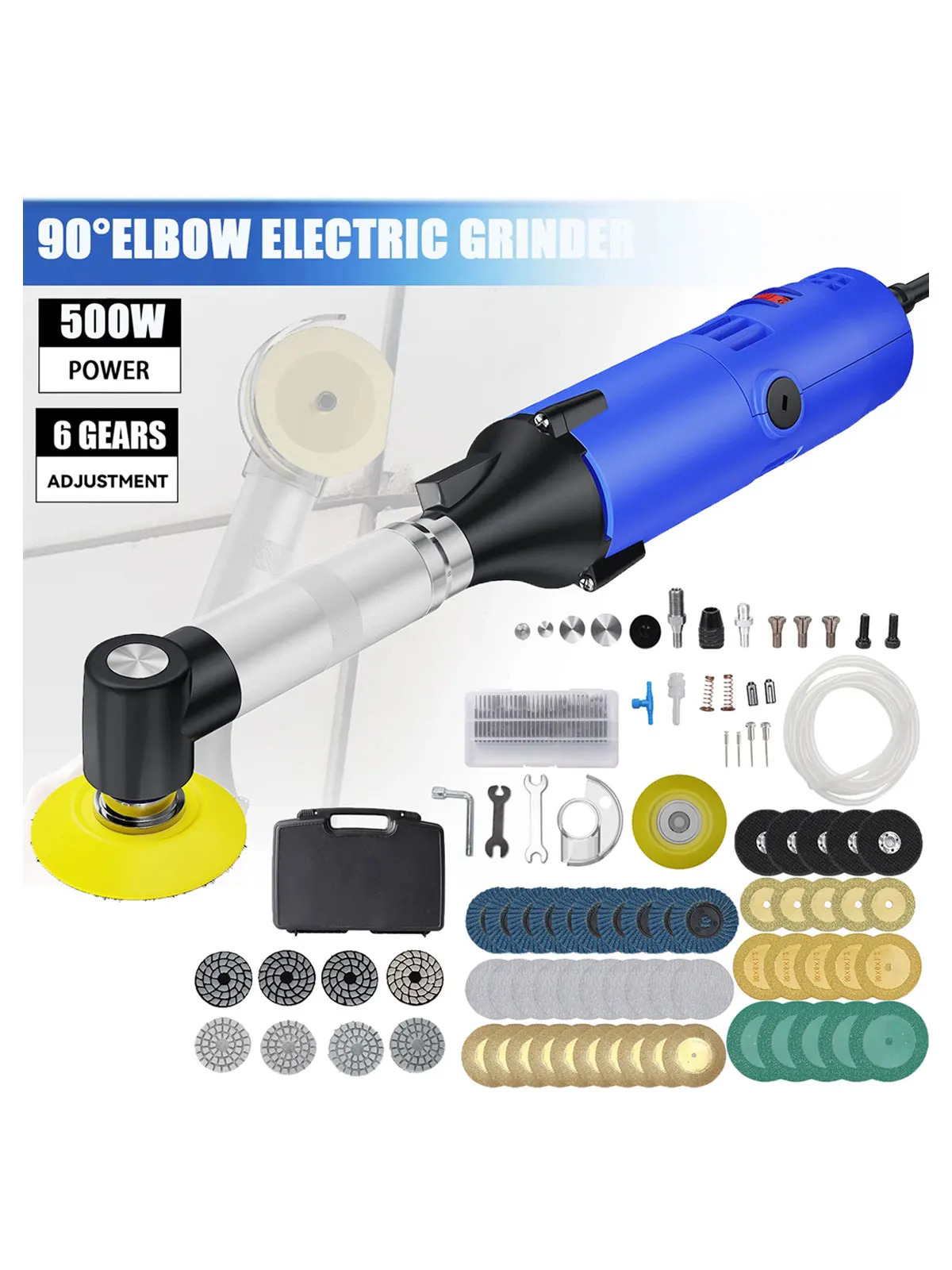 90 °   Keramikfliesen-Schönheits-Nähwerkzeug, 500W Elektrische Direkt-Schleifmaschine, 6-Gang-Beleuchtungsmaschine, Integrierte Schleif- und Poliermaschine