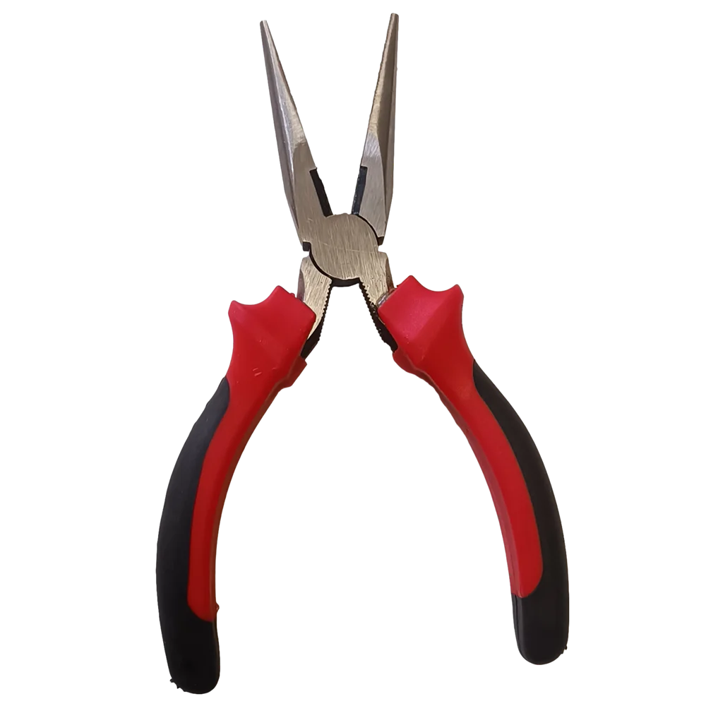 6.5 Inch TPR Handle Long Nose Pliers  With Hardened Jaws and Wire Cutter