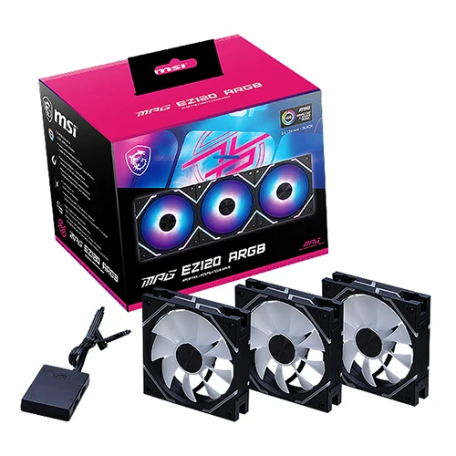 MSI MPG EZ120 ARGB (3PACK) Black System Cooler Case Fan Computer Fan ARGB Fan Cooling Fan 120mm