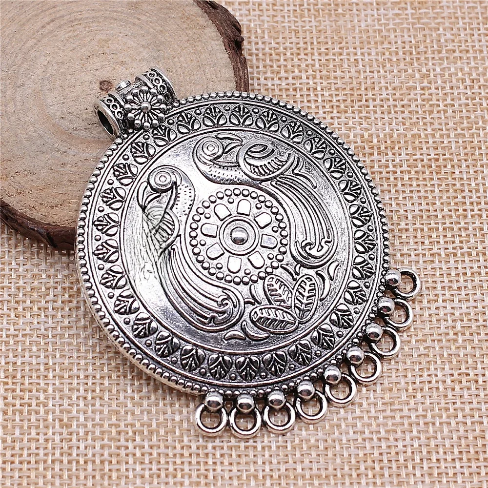 WYSIWYG 1szt 55x69mm antyczne srebro kolor Charms rzeźbione Phoenix ptak Charms do tworzenia biżuterii ocena biżuterii — zdjęcie 2