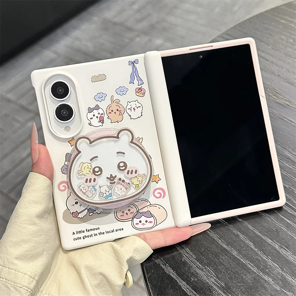 Urocze etui na telefon z motywem misia dla Samsung Galaxy Z Fold 8 z funkcją Magsafe, 3D stojakiem, łańcuszkiem, koreański styl, odporne na wstrząsy. — zdjęcie produktu 5