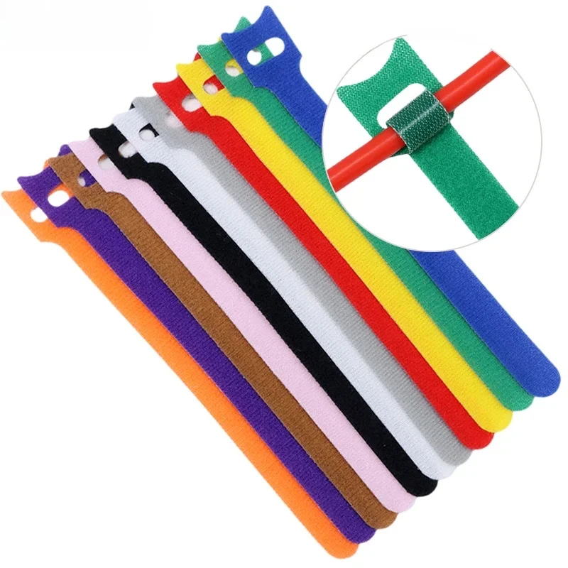 20 ~ 200 stuks Nylon Kabelorganisator Loop Hoop Tape Bandjes Tie Muis Oortelefoon Herbruikbare Draadbeheer Losmaakbare kabelbinders - afbeelding 2
