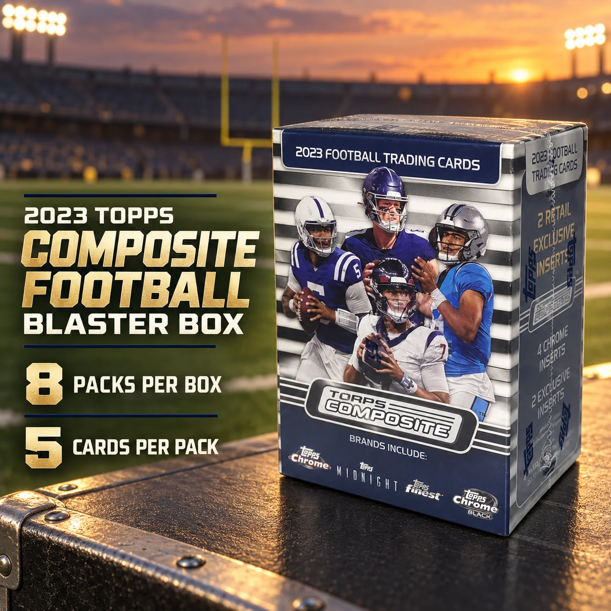 2023 Football Blaster Box, 8 Packs Per Box, 5 Cards Per Pack, Sports Trading Card Assortment, Retail Hobby Box for Card Breaks and Football Card Enthusiasts