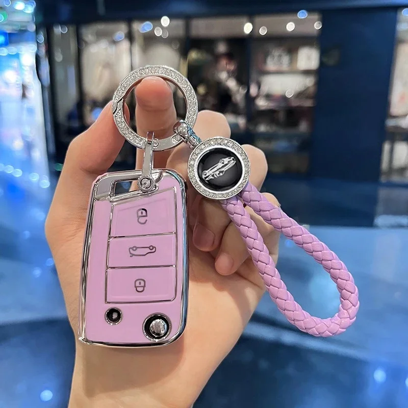 Étui pour clé de voiture en TPU, pour VW Volkswagen Tiguan MK2 t-roc t-cross Golf 7 MK7 Skoda Octavia Kodiaq Karoq Seat Ateca Leon