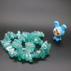 Irregular Natural Quartz Stick Beads Top Drilled Aqua Blue AB Crystal Loose Point Beads For Jewelry DIY Healing Gift