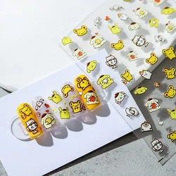 5D Nail Stickers Sanrio Cartoon Pom Pom Purin Sticker Anime Kuromi Melody Cinnamoroll Sticker Hello Kitty Stickers For Nails