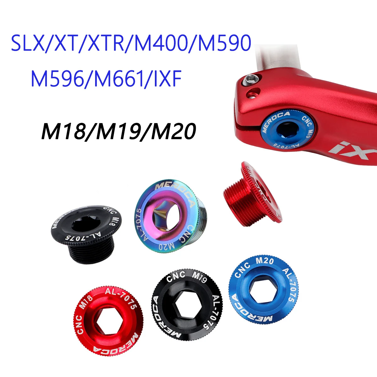 Mountain bike crank cover, self-propelled chainring crank screw, CNC aluminum alloy M18/M19/M20 compatible with Shimano IXF M19