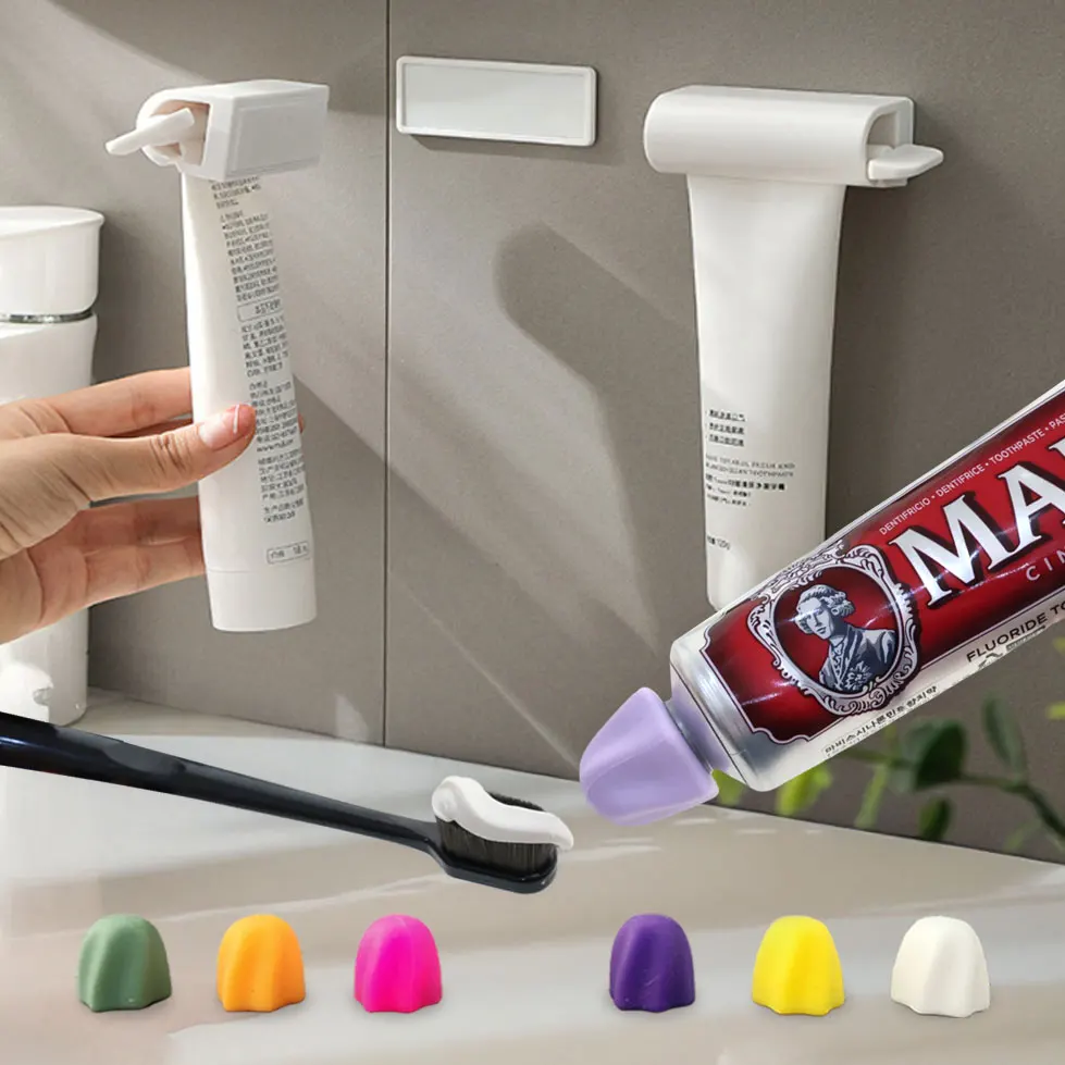 Magnetic Comfort Toothpaste Magnetic Clip, Toothbrush Rack, Bathroom Toothpaste Rack, household storage rack, all Purpose Silicone Toothpaste Defender Cap, Tooth Squeeze Pest