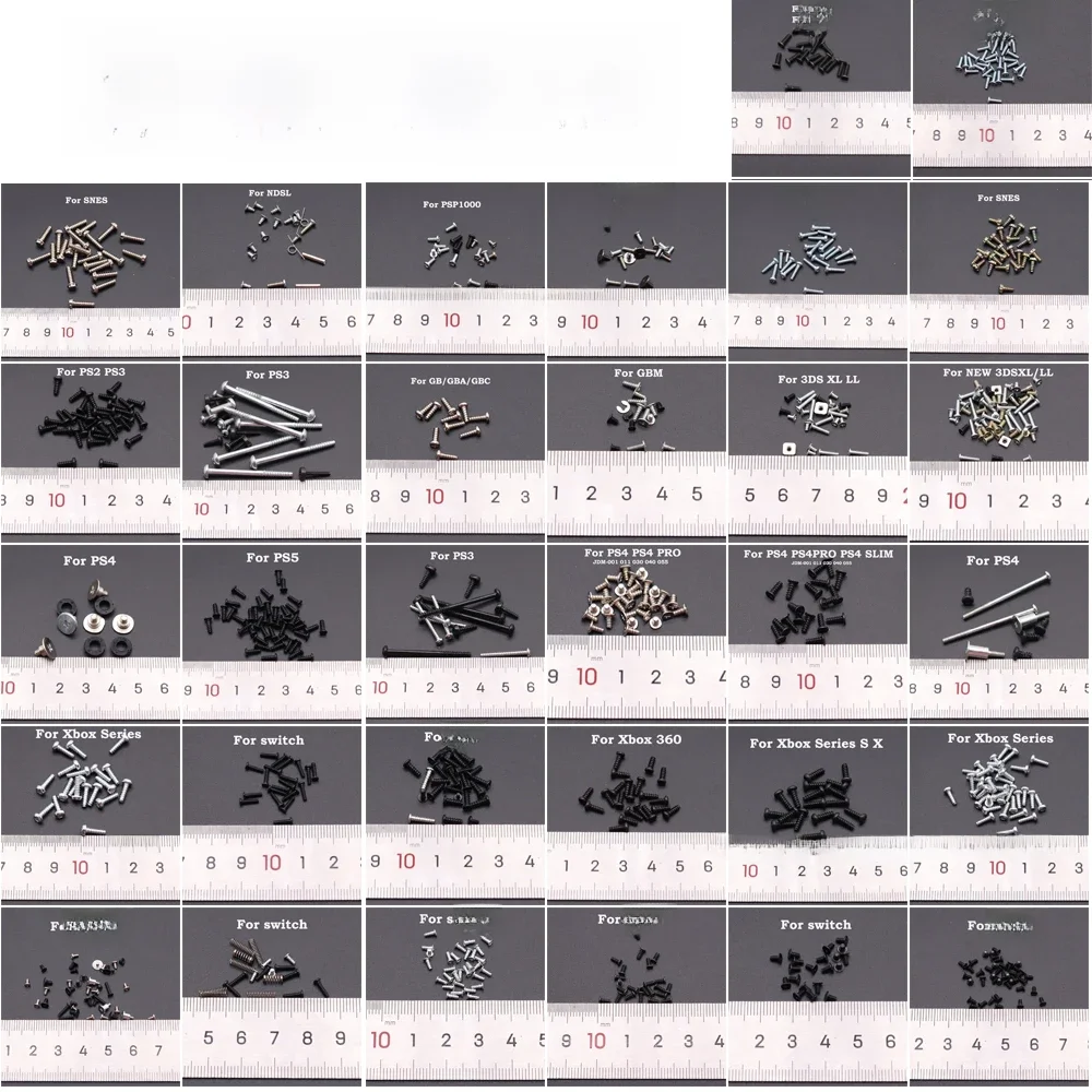 Vis de remplacement pour PS2 PS3 PS4 Pro PS5 XBOX 360 XBOX ONE PSP1000 2000 3000 3DS XL SNES NDSL COMMUTATEUR GB GBA GBP Kit de vis