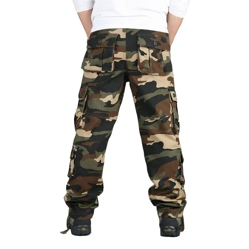 Men\'s Tactical Camouflage Overalls High-Quality Cotton Multi-Pocket Trousers Sports Training Casual Work Pants