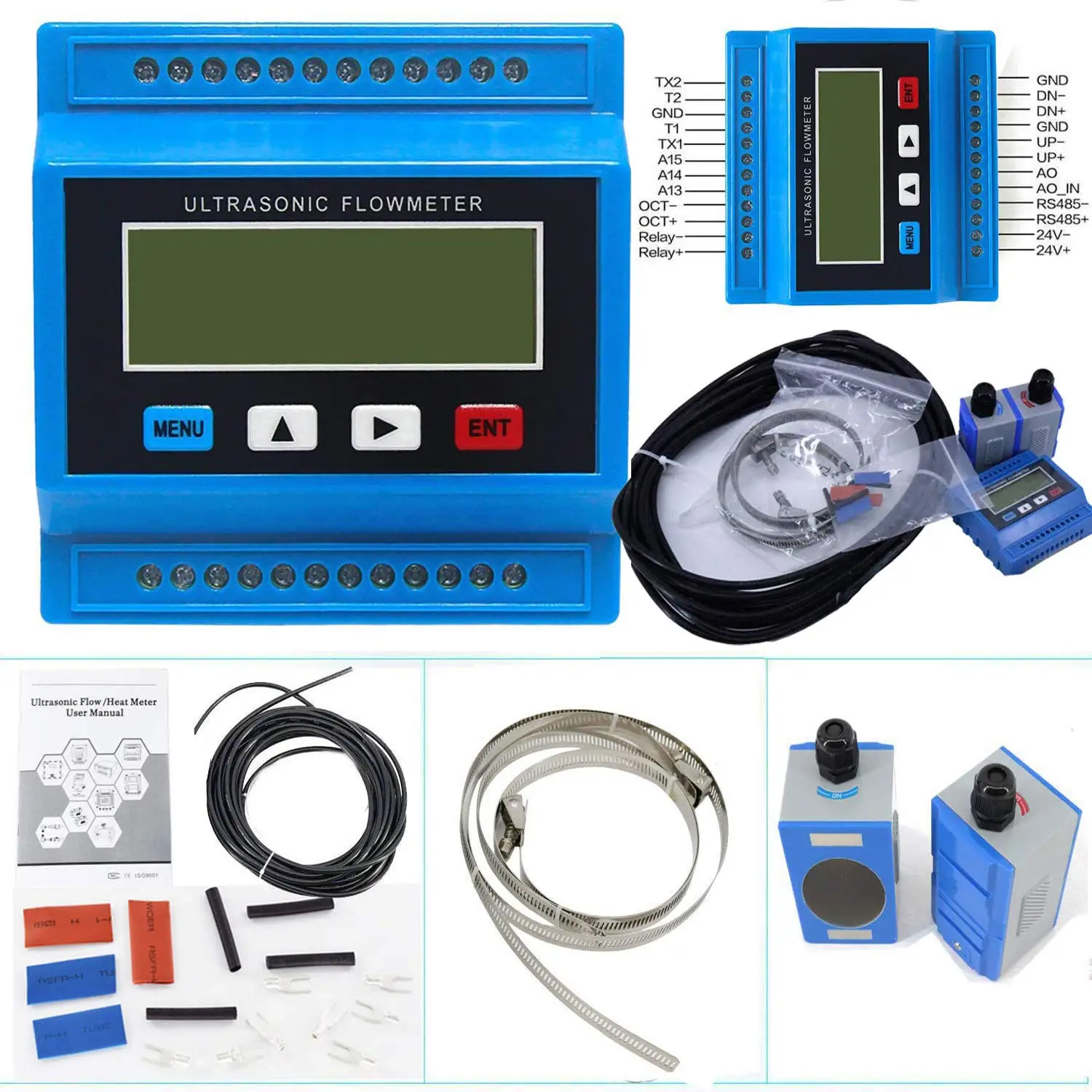 Ultrasonic Flow Meter Flowmeter Module Flow Meters for Pipe Size DN25-100mm 0.98-3.93in with Clamp-on Small Transducer TS-2