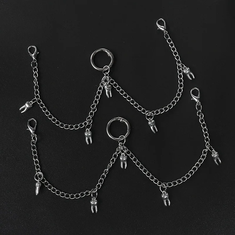 2 pieces of punk Y2K-style tooth pendant shoe hangers, suitable for daily wear or as gifts for Halloween parties