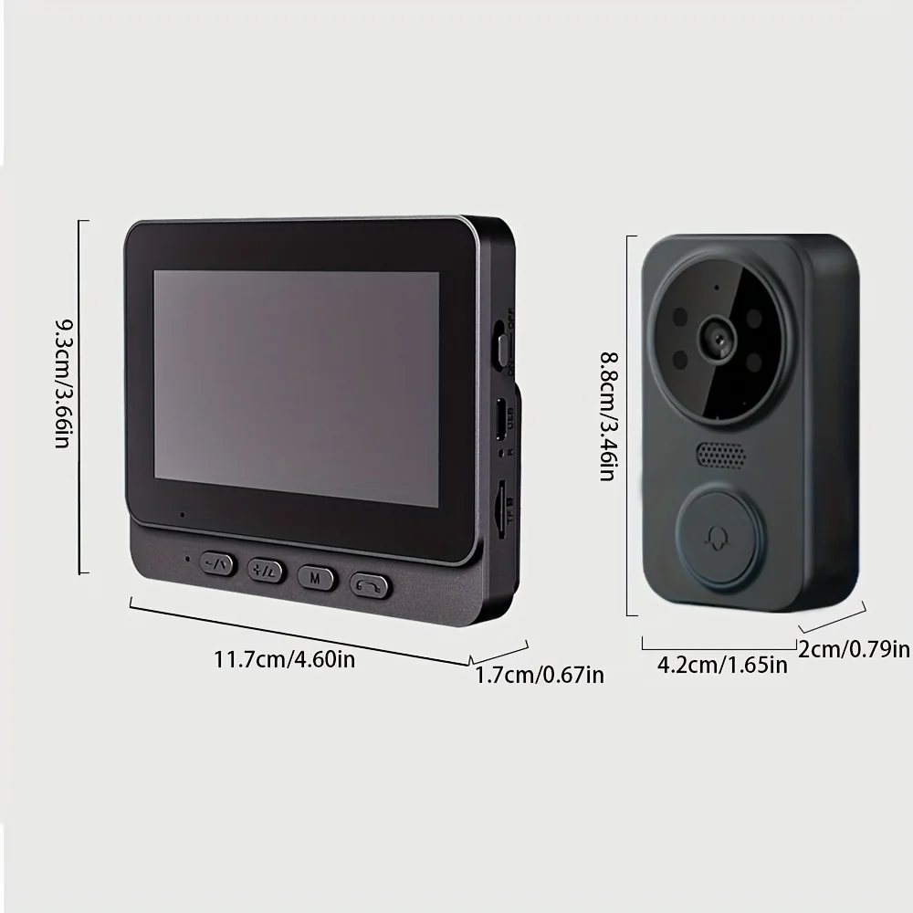 4.3 Inch Wireless Video Doorbell Camera HD Indoor Monitor Two Way Intercom Night Vision Rechargeable Door Bell 32GB 64GB