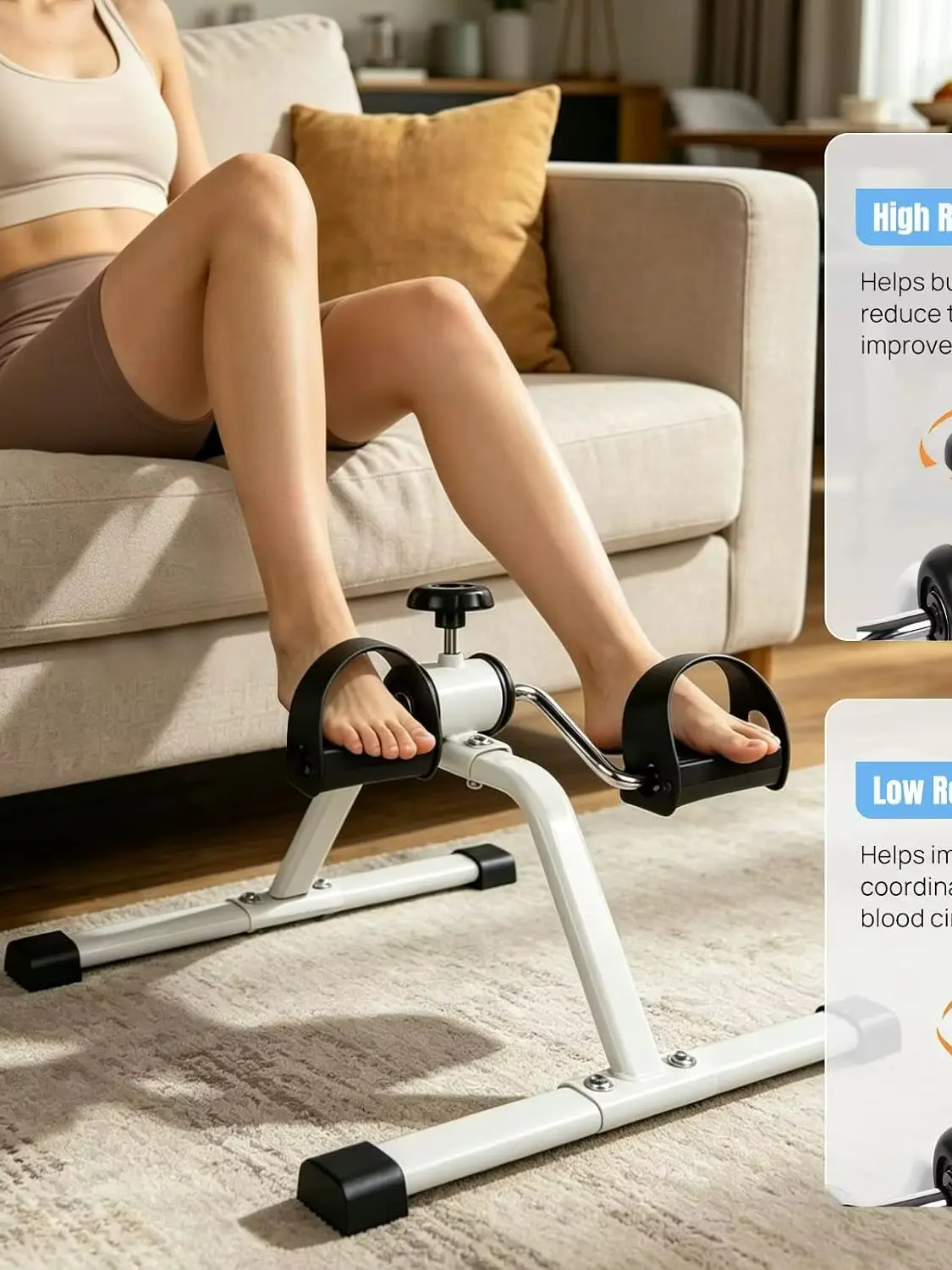 AliExpress NONE Mini Exercise Bike, Mini Step Exerciser for Full Body Toning and Cardio Fitness, Lightweight Home Gym Equipment with Sturdy Steel Frame, White