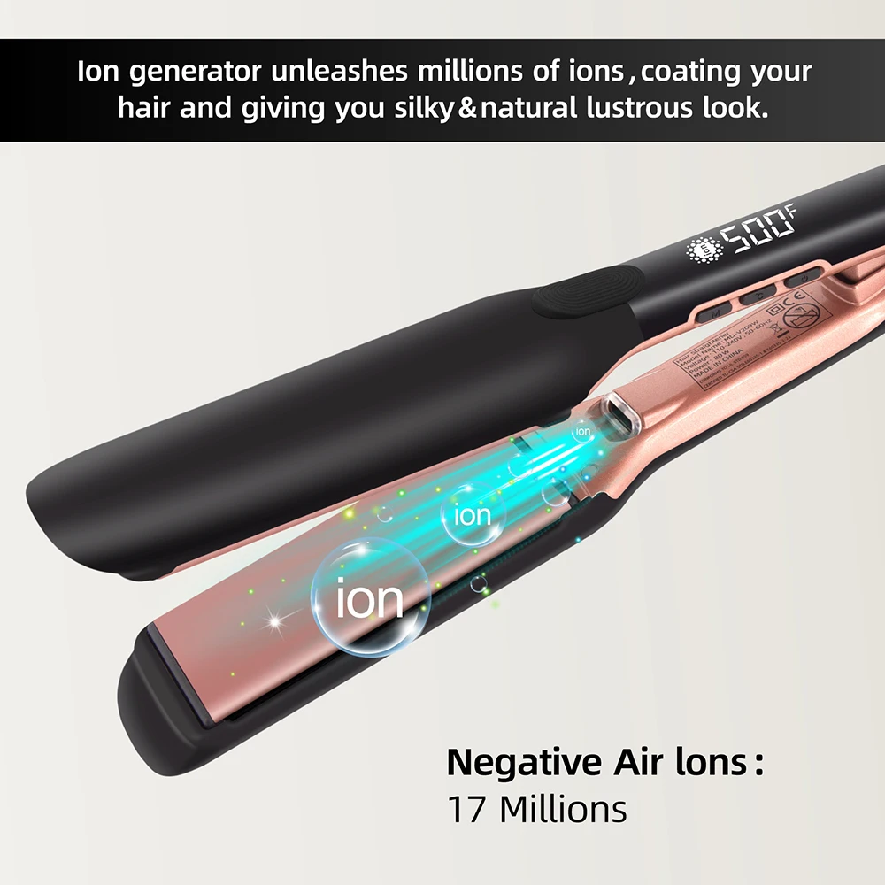 500°F Hair Straightener Plasma Hair Flat Irons With Vibrating 260°C Ceramic Coating Plate Professional Salon Tool Smooth Frizz