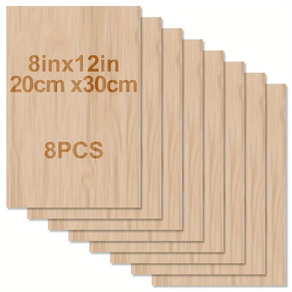 4/8/12/24/48 Stück Holz zum Basteln – 20 x 30 cm – 2 mm dickes Sperrholz mit glatter Oberfläche – lasergeschnittene quadratische Platten