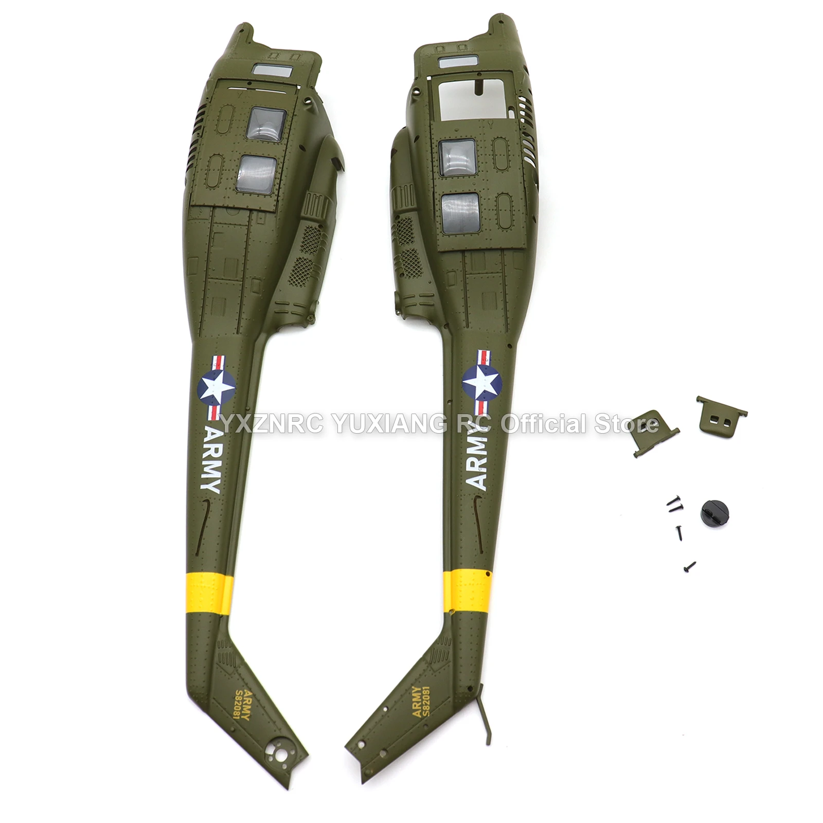 YXZNRC YUXIANG F07 UH-1D HUEY Gyro pièces d'hélicoptère stabilisé Fuselage poignée de lame principale Rotor de queue horizontal