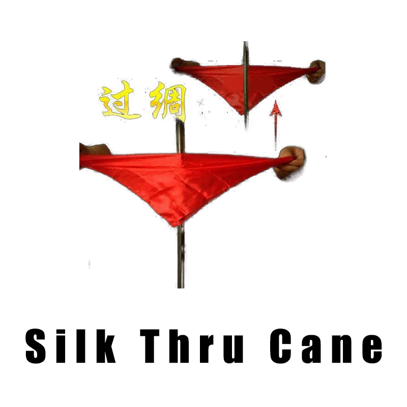 Silk Thru Cane Magic Tricks Gimmick Props Penetrate MagiaMagician Stage Street Illusions Accessories Comedy