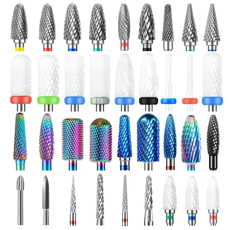 67 estilos de brocas de carboneto para unhas, fresa elétrica rotativa de cerâmica para manicure,