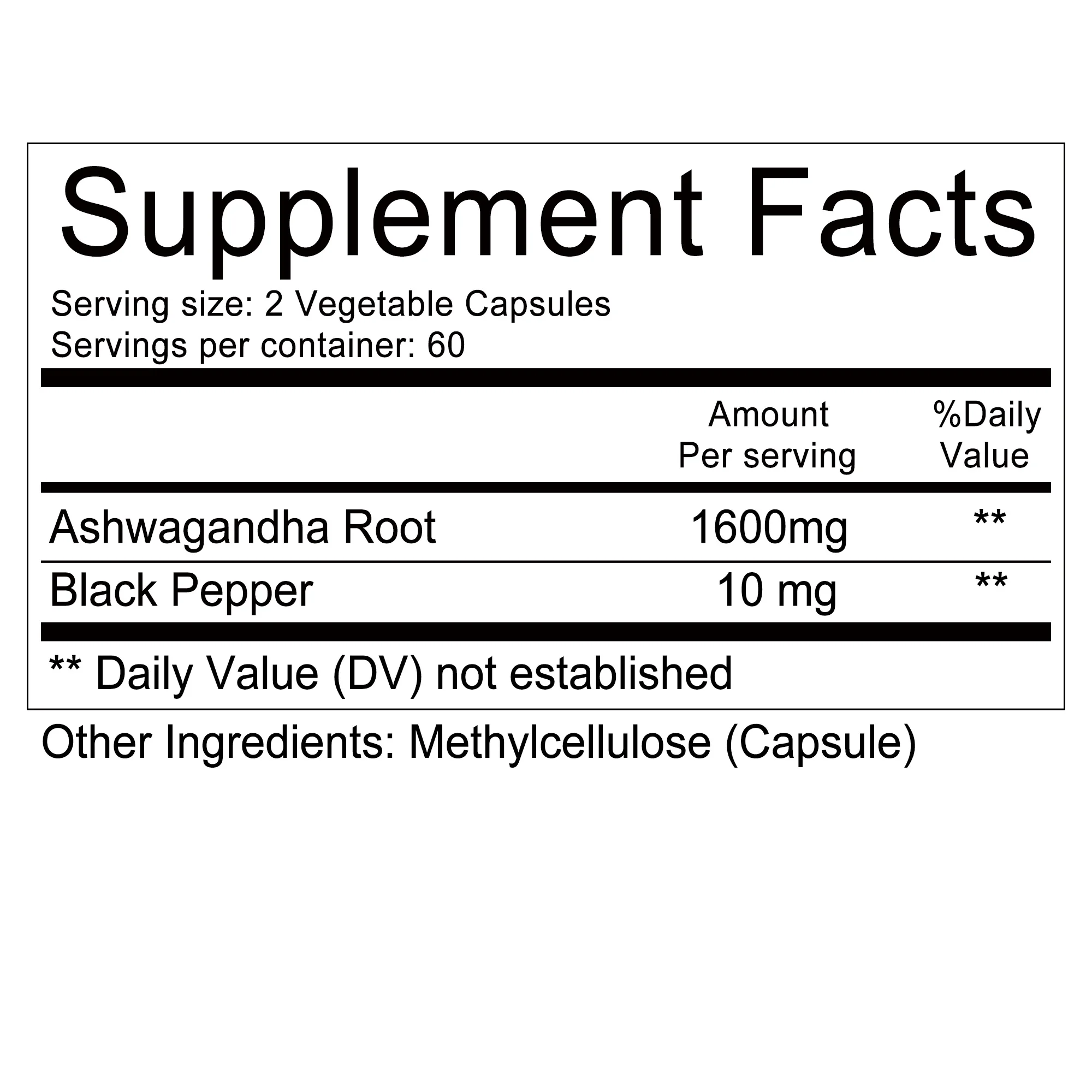 Organic Ashwagandha 1600mg - Stress Relief, Mood, Energy and Thyroid Support Supplement - 120 Capsules