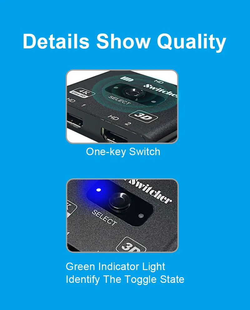 AMS-ABS-HD(8K) Hd Bidirectionele Schakelaar 2X1 Ondersteuning 8K Ultra Hd En 3d Visuele Effecten Automatische Resolutie Detectie Usb Power