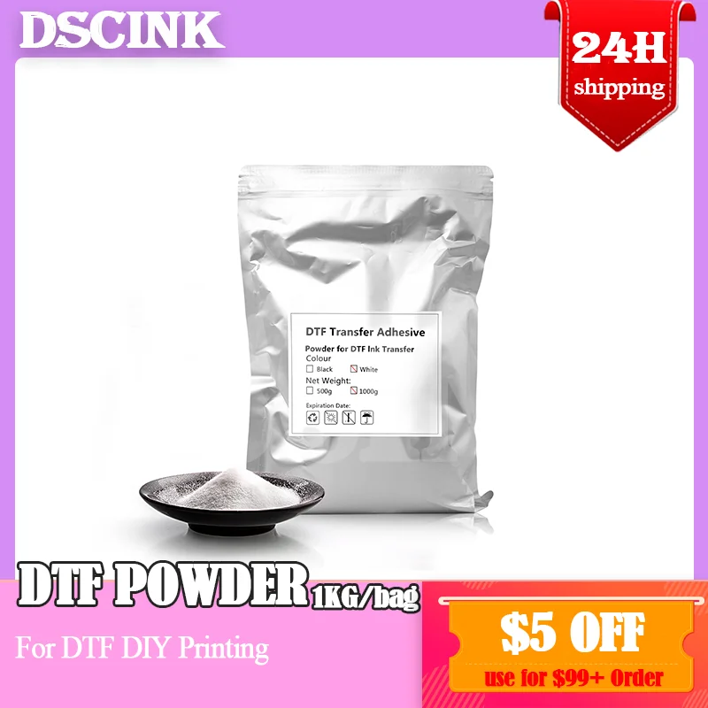 DTF powder Hot Melt Powder White PET Direct Transfer Film Printing For DTF Ink 1000g  / 500g Powder White / Black DTF powder