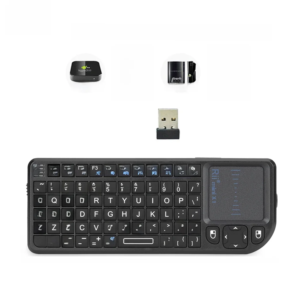 Originele Rii X1 2.4GHz Mini Draadloos Toetsenbord Engels/RU/ES/FR Toetsenborden met TouchPad voor Android TV Box/PC/Laptop - afbeelding 2