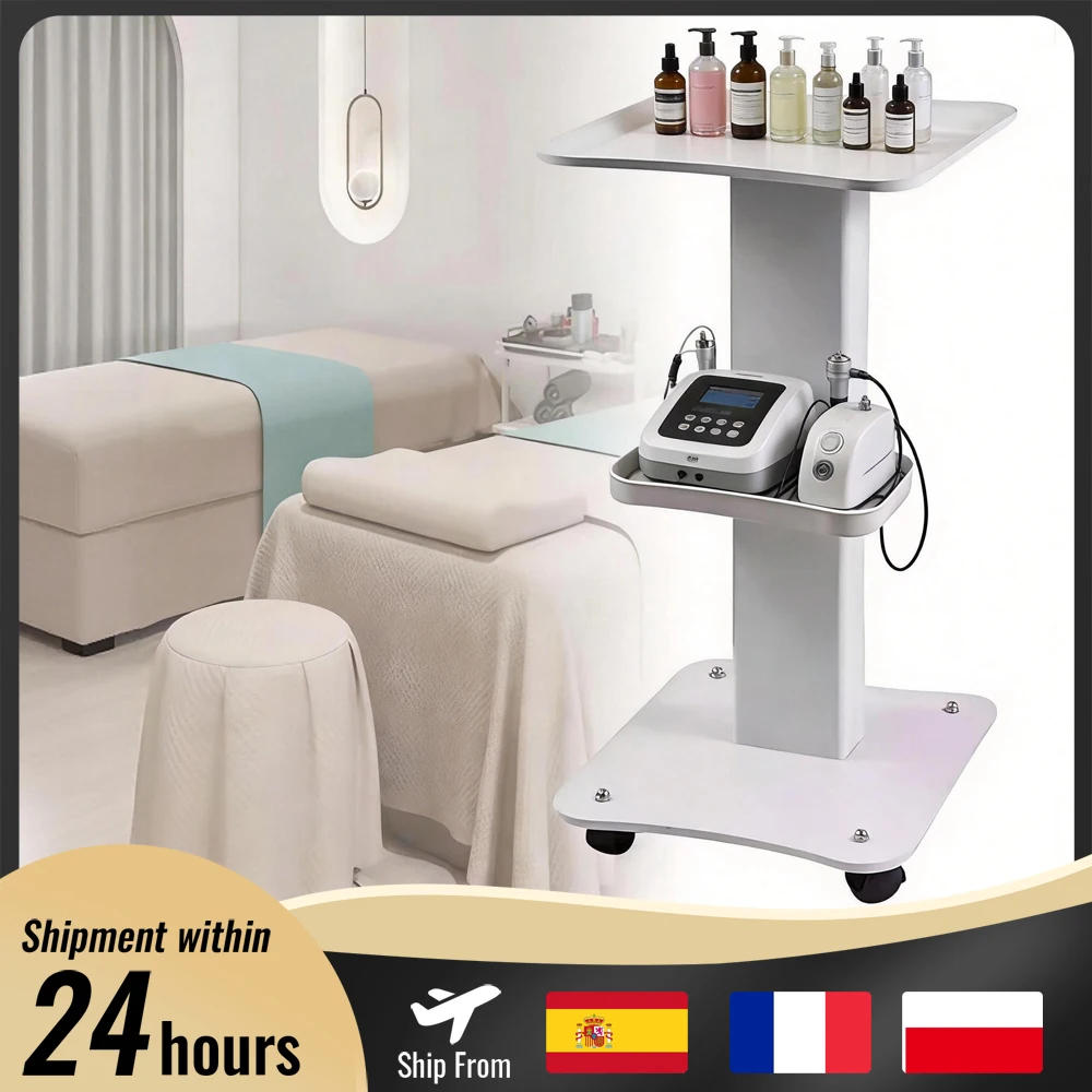 Image of 3-stöckiger Salon-Trolley Weißer Schönheitsgeräte-Ständer 360° ° Geräuschlose Räder, leicht zu bewegen, für Kosmetikstudio, Kosmetiker, Friseure, Arbeitswagen, maximale Belastung 40 kg