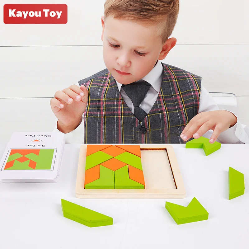 

Kayou Children Wooden Tangram Battle Puzzle Montessori Educational Jigsaw Game Toy Gift for Girls any Boys