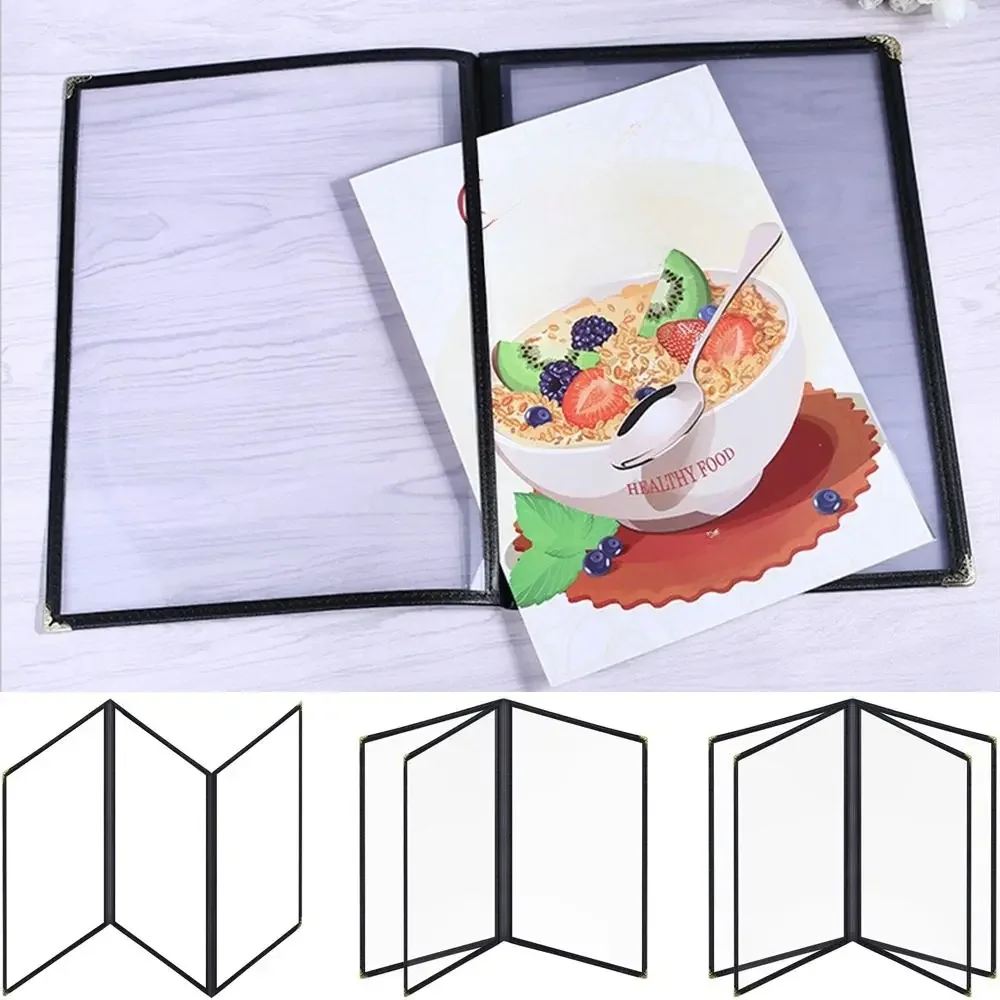 Składana przezroczysta okładka menu z PVC A4 Metalowe narożniki Menu Wyświetlacz cen Książka ochronna Różne rodzaje Segregator z luźnymi kartkami Kuchnia — zdjęcie produktu 7