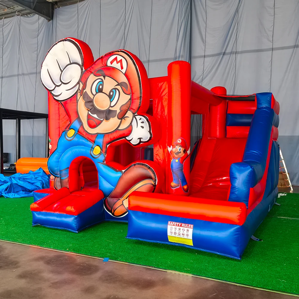 Custom Inflatable Bouncer Kids Bouncy House With Slide Combo Comic Bounce House Jump Castle With Air Blower For Outdoor Party