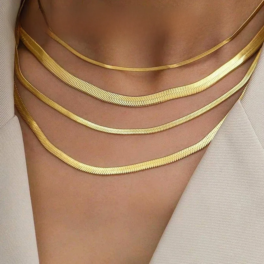 eManco 10 STKS Unisex Snake Chain voor Vrouwen Ketting Choker Rvs Goud Kleur Blade Chain Ketting Sieraden Groothandel - afbeelding 2