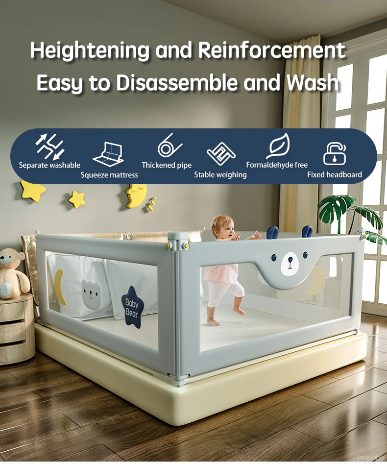 PANGDUBE 1 Stück Baby-Sicherheitsgeländer für Kinderbetten, Schutzbarriere für Kinderbetten, Montage durch Schrauben erforderlich – Detail 2