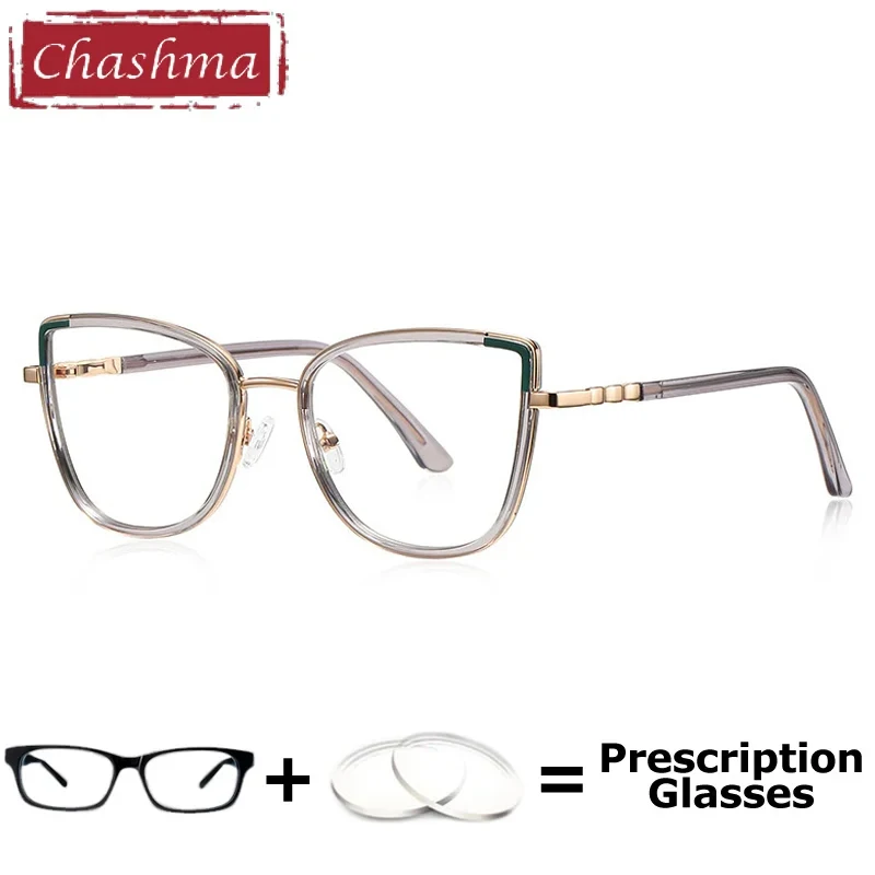 Chashma Prescription Glasses Women Cat Eye Computer Blue Light Anti Reflective Recipe Multifocal Eyeglasses for Lady Spectacles