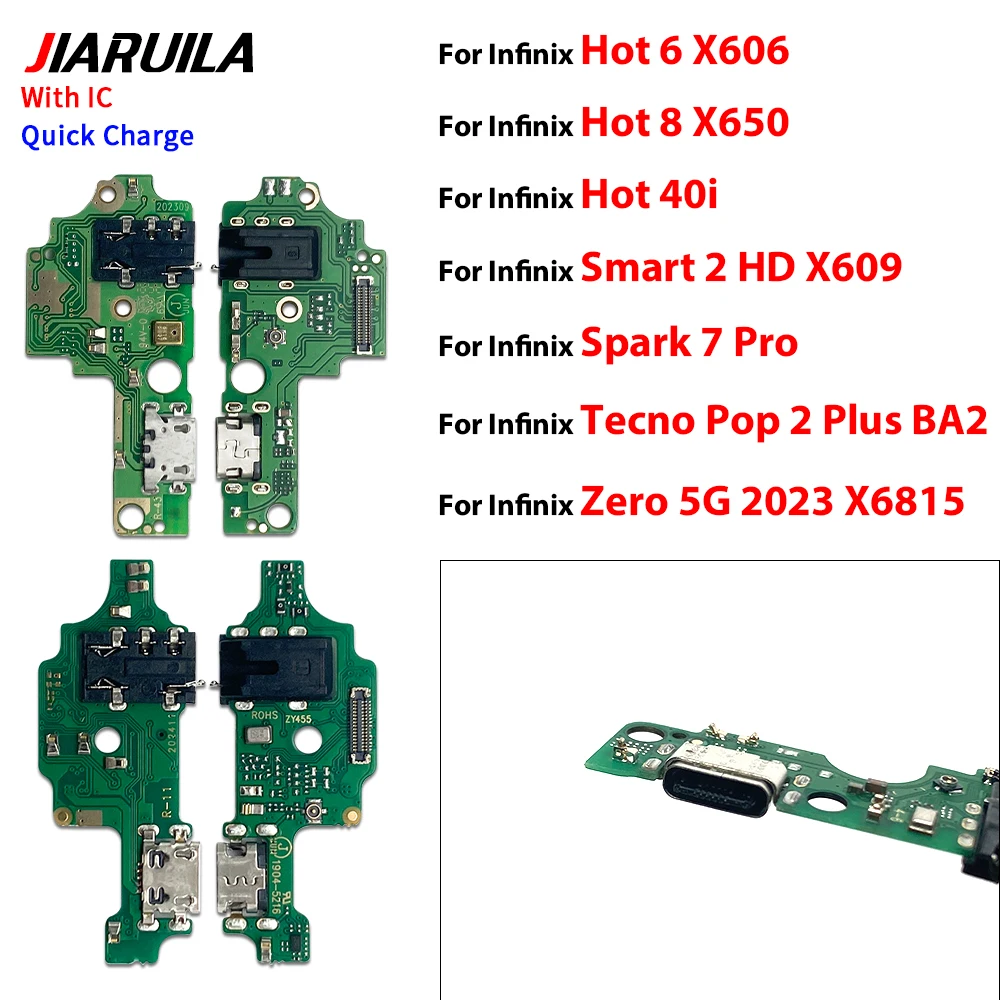 USB Charging Port Board Flex Cable For infnix Hot 6 X606/Hot 8X650/Hot 40i/Smart 2 HD X609/Tecno Pop 2 Plus BA2/Spark7 Pro