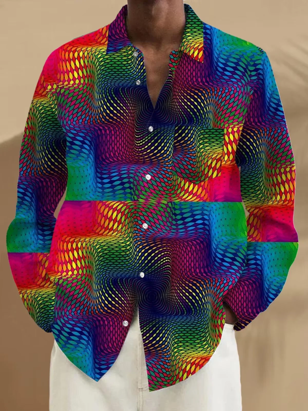 

Spring men's long sleeved shirt button printed casual shirt printed long sleeved fashionable and comfortable