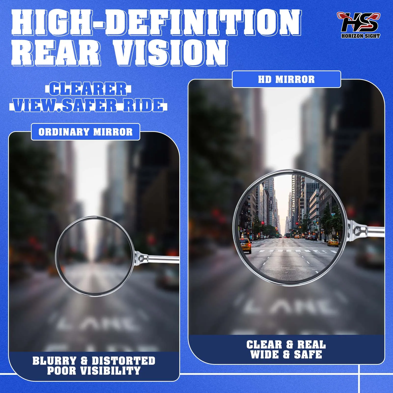 HS Motorcycle Rearview Mirror Side Mirrors 10mm Clockwise 8mm Reverse Thread For Piaggio Medley 125 150 150S