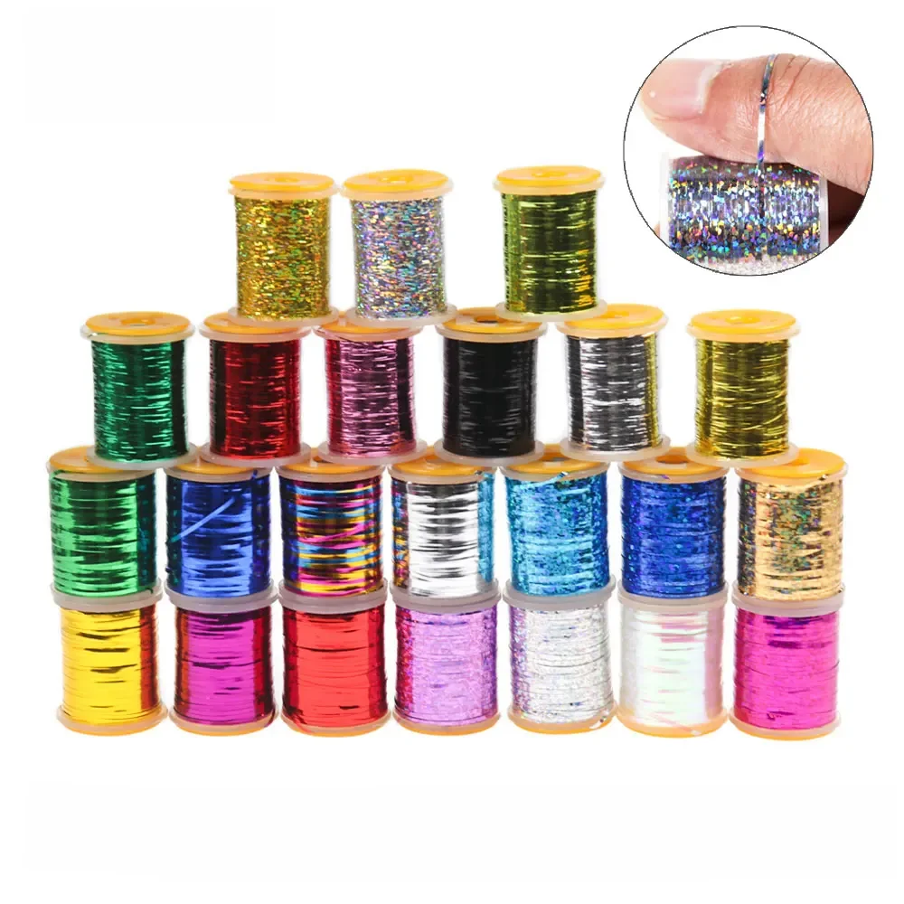 Bimoo 0.3mm /1mm mouche attachant plat Mylar guirlandes Flash holographique guirlandes sec humide nymphe Streamer pêche à la truite mouche attachant matériel