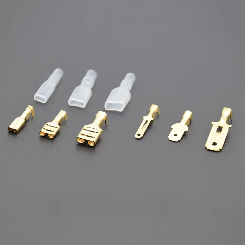 100 sztuk/50 sztuk 2.8/4.8/6.3mm końcówki zaciskane widełkowe elektryczna tuleja izolacyjna złącze przewodu dla 22-16 AWG 0.5mm2-1.5mm2 — zdjęcie 2