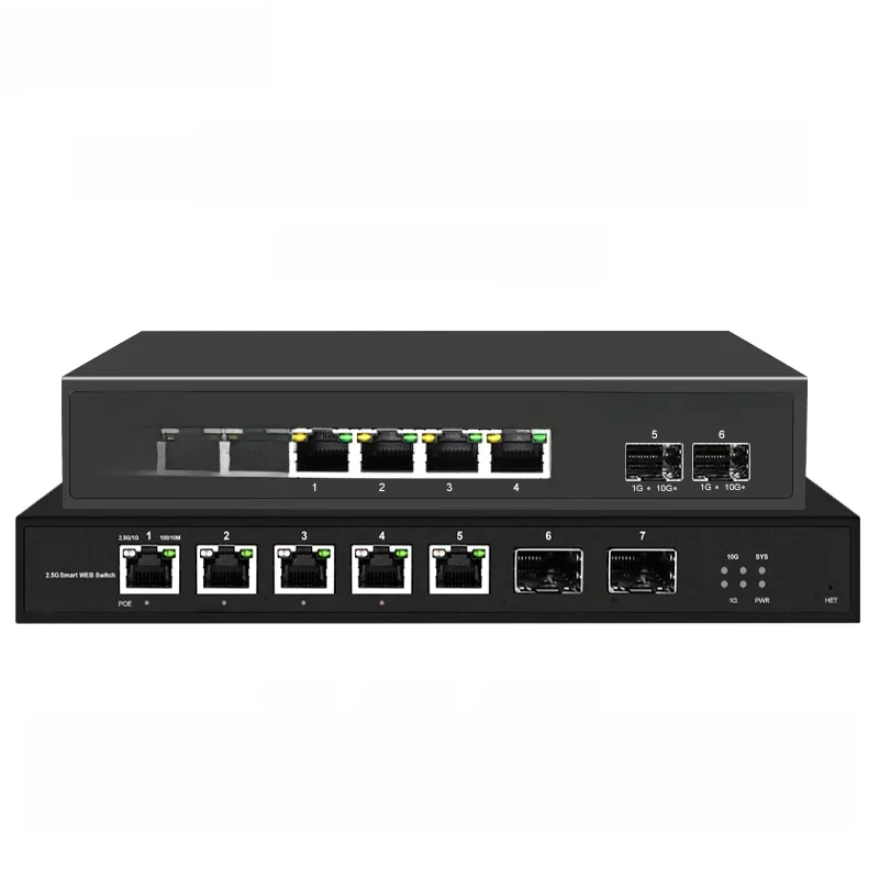 5 Port Smart Web 2.5Gps with 2*10G SFP+ L2 Managed Switch and 5 or 8 Port L2 Web Managed 2.5Gps Switch