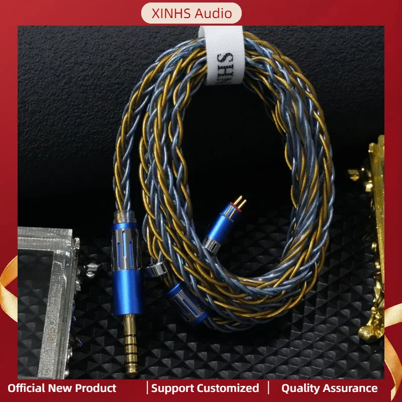 XINHS X26 8코어 블루 옐로우 단결정 구리 은도금 헤드폰 업그레이드 케이블 0.78 2Pin/HD650/IE900/MMCX